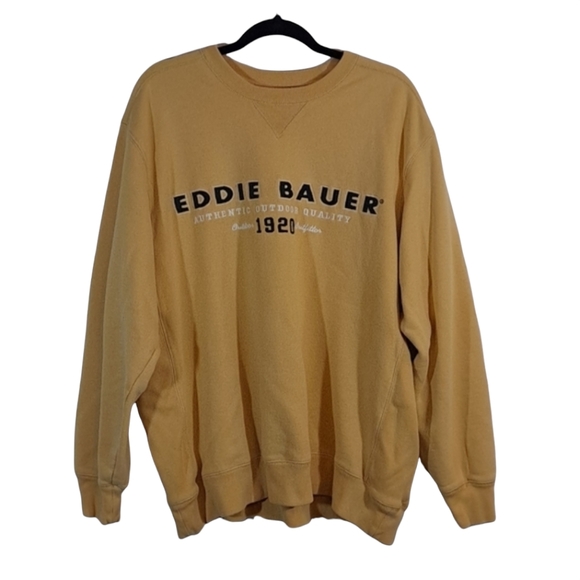 SOLD Eddie Bauer Yellow Spell Out Men's Sweatshirt Size Tall XL
